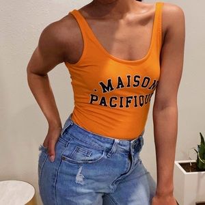Orange Graphic Print Bodysuit
